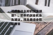 芒市有什么好的创业项目？，芒市的创业机会及建议，找出最适合你的项目