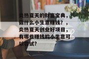 炎热夏天的财富宝典，做什么小生意赚钱？，炎热夏天创业好项目，有哪些赚钱的小生意可以尝试?