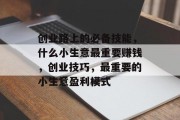 创业路上的必备技能，什么小生意最重要赚钱，创业技巧，最重要的小生意盈利模式