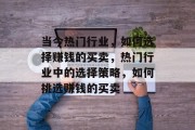 当今热门行业，如何选择赚钱的买卖，热门行业中的选择策略，如何挑选赚钱的买卖