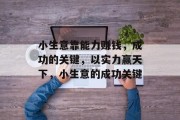 小生意靠能力赚钱，成功的关键，以实力赢天下，小生意的成功关键