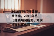 2016年热门赚钱项目指南，2016年热门赚钱项目指南，如何把握财富机遇？