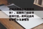 近期内哪些小生意赚钱快？，近期热门创业项目排行榜，高利润且风险低的小生意推荐