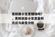 贵阳做小生意赚钱吗？，贵阳创业小生意盈利方式与前景分析