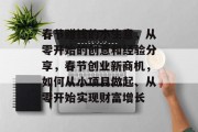春节赚钱的小生意，从零开始的创意和经验分享，春节创业新商机，如何从小项目做起、从零开始实现财富增长