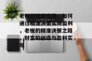 老板的财富之路，如何通过精准决策实现盈利，老板的精准决策之路，财富的创造与盈利实现
