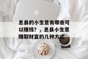 息县的小生意有哪些可以赚钱？，息县小生意赚取财富的几种方式