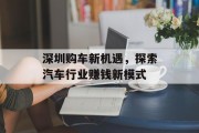 深圳购车新机遇，探索汽车行业赚钱新模式