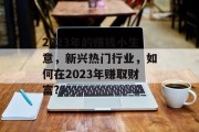 2023年的赚钱小生意，新兴热门行业，如何在2023年赚取财富?