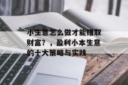 小生意怎么做才能赚取财富？，盈利小本生意的十大策略与实践