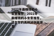 2022年最赚钱的小生意推荐，2022年最赚钱的小生意推荐，适合你的高利润创业项目