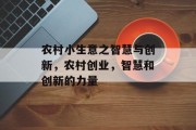 农村小生意之智慧与创新,农村创业,智慧和创新的力量 农村小生意之智慧与创新,农村创业,智慧和创新的力量