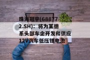 珠海冠宇(688772.SH)：将为某德系头部车企开发和供应12V汽车低压锂电池