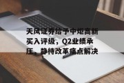 天风证券给予中炬高新买入评级，Q2业绩承压，静待改革痛点解决