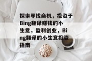 探索寻找商机，投资于Bing翻译赚钱的小生意，盈利创业，Bing翻译的小生意投资指南