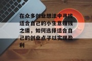 在众多创业想法中寻找适合自己的小生意赚钱之道，如何选择适合自己的创业点子以实现盈利