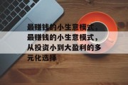 最赚钱的小生意模式，最赚钱的小生意模式，从投资小到大盈利的多元化选择