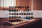 2019年哪些小生意赚得最多？，2019年创业成功率最高的小生意排行榜，一年内暴富的机会来了