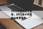 2022年赚钱的小生意，2022年十大盈利小生意推荐