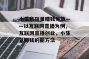小生意项目赚钱见效——以互联网直播为例，互联网直播创业，小生意赚钱的新方法
