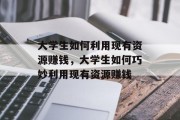 大学生如何利用现有资源赚钱，大学生如何巧妙利用现有资源赚钱