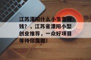 江苏溧阳什么小生意赚钱？，江苏省溧阳小型创业推荐，一众好项目等待你发掘！