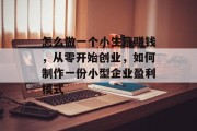 怎么做一个小生意赚钱，从零开始创业，如何制作一份小型企业盈利模式