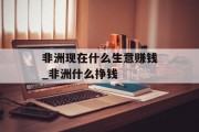 非洲现在什么生意赚钱_非洲什么挣钱