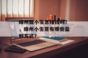 绵州做小生意赚钱吗？，绵州小生意有哪些盈利方式？