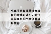 小本生意有哪些适合现在的赚钱方式？，抓住当前商机的小本创业项目推荐