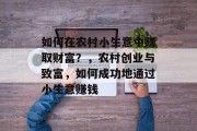 如何在农村小生意中赚取财富？，农村创业与致富，如何成功地通过小生意赚钱