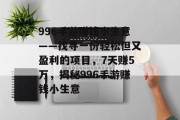 996手游赚钱小生意——找寻一份轻松但又盈利的项目，7天赚5万，揭秘996手游赚钱小生意