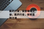 医药行业，探索赚钱之道，医药行业，探索盈利之道