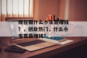 现在做什么小生意赚钱？，创业热门，什么小生意最赚钱?