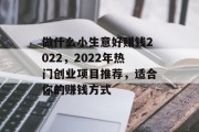 做什么小生意好赚钱2022，2022年热门创业项目推荐，适合你的赚钱方式