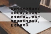 探索小生意创业项目的无限可能，如何做好一名成功的商人，掌握小生意创业的成功秘诀，打造商业帝国