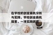 在学校的创业商机分析与实践，学校创业商机探索，一项实践研究