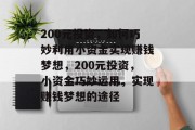 200元投资，如何巧妙利用小资金实现赚钱梦想，200元投资，小资金巧妙运用，实现赚钱梦想的途径