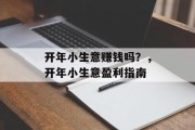 开年小生意赚钱吗？，开年小生意盈利指南