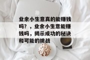 业余小生意真的能赚钱吗？，业余小生意能赚钱吗，揭示成功的秘诀和可能的挑战
