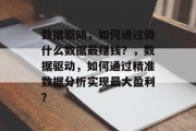 数据驱动，如何通过做什么数据最赚钱？，数据驱动，如何通过精准数据分析实现最大盈利？