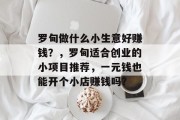 罗甸做什么小生意好赚钱？，罗甸适合创业的小项目推荐，一元钱也能开个小店赚钱吗？