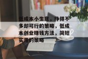 低成本小生意，挣得不多却可行的策略，低成本创业赚钱方法，简短实用的策略