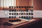 关于小生意如何选择合适赚钱方式的问题，找寻适合自己的小生意盈利方式，从策略到方法的全面解析
