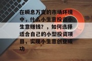 在瞬息万变的市场环境中，什么小生意投资小生意赚钱？，如何选择适合自己的小型投资项目，实现小生意创业成功