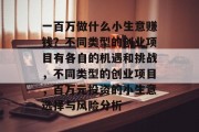 一百万做什么小生意赚钱？不同类型的创业项目有各自的机遇和挑战，不同类型的创业项目，百万元投资的小生意选择与风险分析