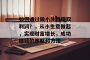 如何通过做小生意赚取利润？，从小生意做起，实现财富增长，成功赚钱的策略和方法