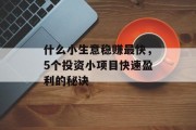 什么小生意稳赚最快，5个投资小项目快速盈利的秘诀