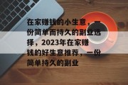 在家赚钱的小生意，一份简单而持久的副业选择，2023年在家赚钱的好生意推荐，一份简单持久的副业