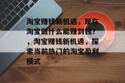 淘宝赚钱新机遇，现在淘宝做什么能赚到钱？，淘宝赚钱新机遇，探索当前热门的淘宝盈利模式